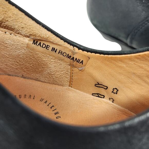 Think Square Toe Block Heels Leather Pumps Comfort Shoes Slip On Black Size 37 - Picture 9 of 10